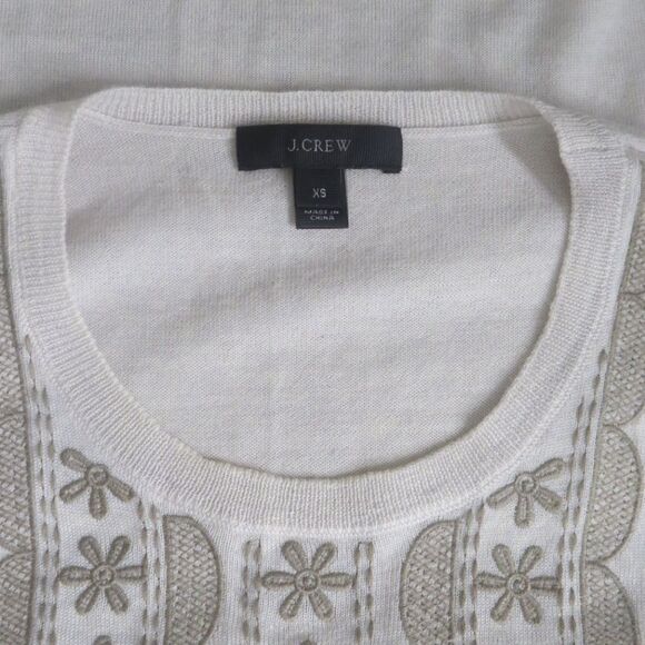 𝅺J. Crew Embroidered Wool Swingy Sweater XS - Picture 5 of 6